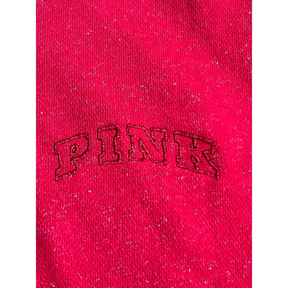 Y2K Victoria's Secret PIMK  1/4 zip Pullover Sweatshirt Red Sparkle‎  Red Small
